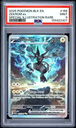 2025 POKEMON -BLACK BOLT SPECIAL ILLUSTRATION RARE - ZEKROM EX 166/086 - PSA 9 - Image 1
