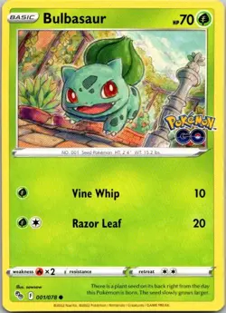Bulbasaur Common Pokemon GO 001/078 NM - Image 1