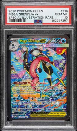 2026 POKEMON CRI EN-CHAOS RISING #116 MEGA GRENINJA EX PSA 10 - Image 1