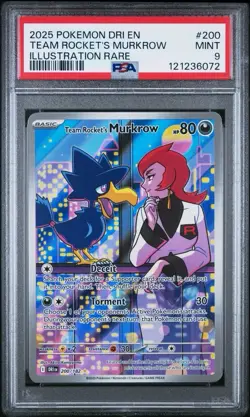 Pokemon Destined Rivals # 200 Team Rocket’s Murkrow PSA 9 Card Trusted Seller! - Image 1