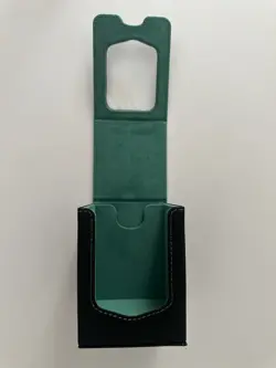 Trading Card Deck Box Black PU Leather Green Interior - Fits 100+ Sleeved Cards - Image 1