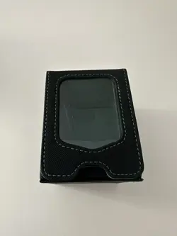 Trading Card Deck Box Black PU Leather Green Interior - Fits 100+ Sleeved Cards - Image 2