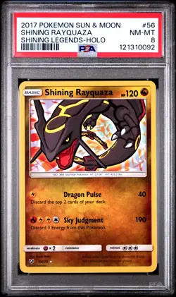 2017 POKEMON SHINING LEGENDS SHINING RAYQUAZA #56 HOLO PSA 8 NM #121310092 - Image 1