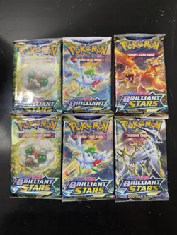 POKEMON TCG! 6x SWSH Brilliant Stars BOOSTER PACK SEALED BRAND NEW - Lot Of 6 - Image 1