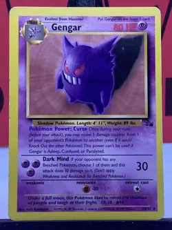 Gengar 20/62 Fossil Regular Rare 1999 WOTC Pokemon TCG MP - Image 3