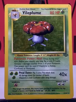 Vileplume 15/64 Jungle Holo Rare 1999 WOTC Pokemon TCG MP - Image 3