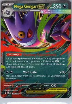 Pokemon TCG 056/094 Mega Gengar ex Holo ME02: Phantasmal Flames PFL Darkness NM - Image 1