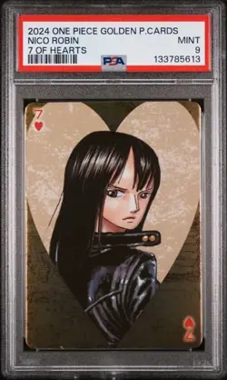 PSA 9 2024 ONE PIECE GOLDEN PLAYING CARDS NICO ROBIN 7 OF HEARTS - Image 1