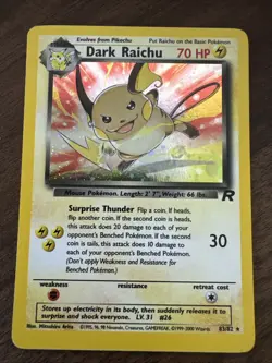 Pokemon Dark Raichu 83/82 Team Rocket Unlimited Holo 1999-2000 - Image 1
