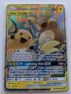 Raichu & Alolan Raichu GX 54/236 Pokemon TCG Unified Minds NM - Image 1