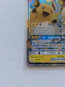 Raichu & Alolan Raichu GX 54/236 Pokemon TCG Unified Minds NM - Image 2