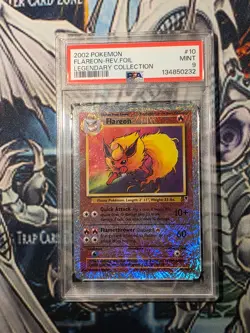 2002 POKEMON LEGENDARY COLLECTION #10 FLAREON-REVERSE HOLO FOIL PSA 9 - Image 1