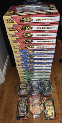 Pokemon Sealed X15 Ascended Heroes EX Boxes X4 Tins TCG Clefable X2 Chaos Rising - Image 1
