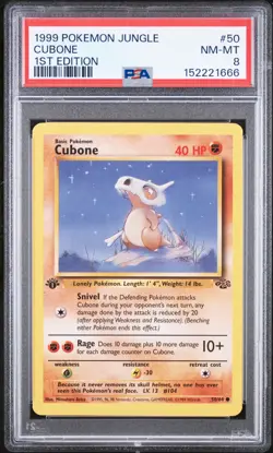 Cubone 50/64 1st Edition Jungle Pokemon PSA 8 - Image 1