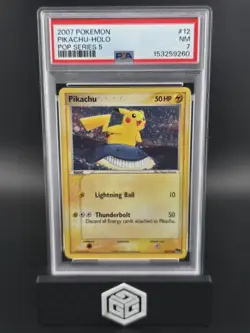 2007 Pokemon Pikachu Holo Pop Series 5 #12 PSA 7 CORRECTED BACK - Image 1