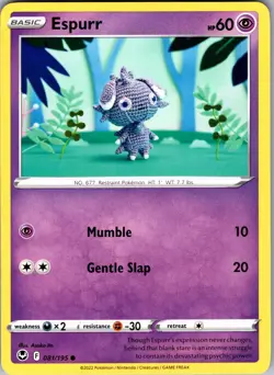 Espurr Silver Tempest 081/195 Common Pokemon Near Mint - Image 1
