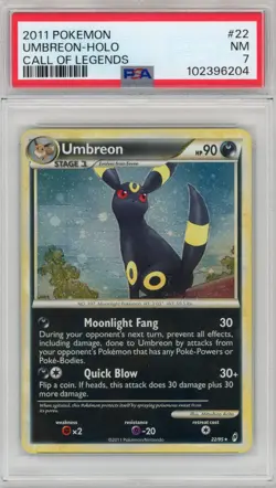 UMBREON 2011 POKEMON CALL OF LEGENDS HOLO #22/95 PSA 7 w/ SWIRL - Image 1