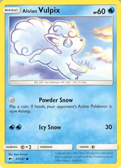 Alolan Vulpix 27/147 Common Burning Shadows Pokemon Near Mint - Image 1