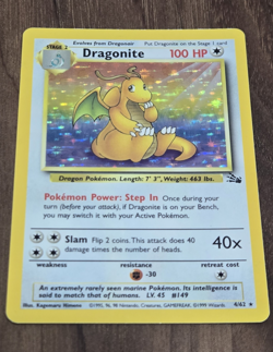 Dragonite 4/62 Fossil Holo Rare Stage 2 100 HP Unlimited English 1999 - Image 1