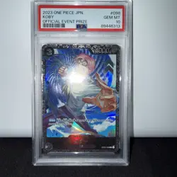 KOBY ONE PIECE OP02-098 2023 OFFICIAL EVENT PRIZE HOLOFOIL JAPANESE PSA 10 - Image 1