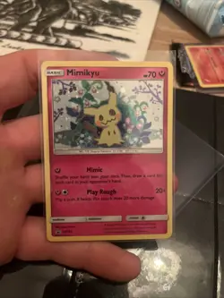 Pokemon Mimikyu TCG Sun Moon SM163 Holo Rare Black Star Promo Card - LP/MP - Image 1