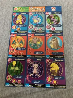 Vintage 1999 Burger King Pokemon Card Uncut Sheet #10 Charizard,Mew Others - Image 1