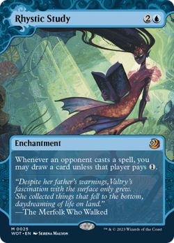 x1 Rhystic Study WOT MTG 25 SHOWCASE BORDERLESS MYTHIC M/NM 1x - Image 1