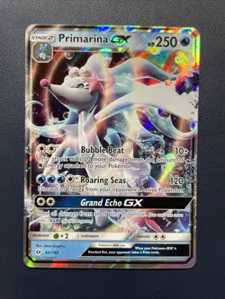 1x Primarina GX 42/149 Sun & Moon Ultra Rare Holo Pokemon Card NM toploaded - Image 1