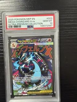2025 POKEMON MEP EN-ME BLACK STAR PROMO #023 MEGA CHARIZARD X EX PSA 10 - Image 1