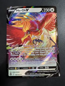 Ho-Oh V 140/195 Holo V Rare Silver Tempest Pokemon Near Mint - Image 1