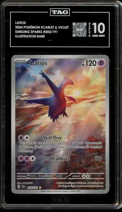 Pokemon Latios Surging Sparks 203/191 Illustration Rare Tag 10 Gem Mint - Image 1