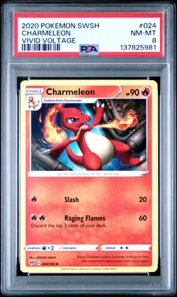 2020 POKEMON SWORD & SHIELD VIVID VOLTAGE #024 CHARMELEON PSA 8 - Image 1
