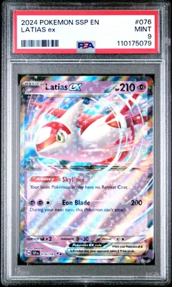 2024 POKEMON SSP EN-SURGING SPARKS #076 LATIAS EX PSA 9 - Image 1