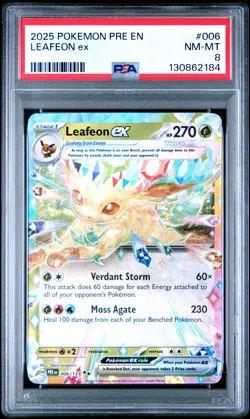 2025 POKEMON PRE EN-PRISMATIC EVOLUTIONS #006 LEAFEON EX PSA 8 - Image 1