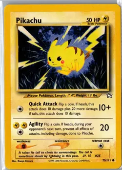 Pikachu 70/111 Common Neo Genesis Pokemon Unlimited Lightly Played - Image 1