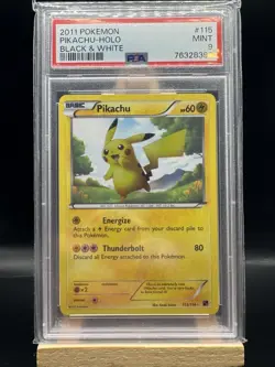 Pokemon Pikachu TCG Black White Holo Card 115/114 Secret Rare PSA 9 - Image 1