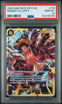 Monkey D. Luffy PSA 10 English One Piece Card OP10-118 2025 Royal Blood - Image 1