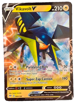 VIKAVOLT V HP 210 RARE 060/ 189 SHINY HOLO FOIL 2020 POKEMON TRADING CARD - Image 1