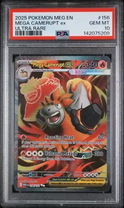 2025 PSA 10 Pokemon Mega Evolution Mega Camerupt ex Full Art 156/132 card Gem - Image 1