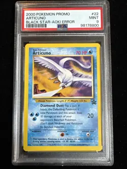 2000 ARTICUNO #22 POKEMON PROMO BLACK STAR TOSHINAO AOKI ERROR PSA 9 - Image 1