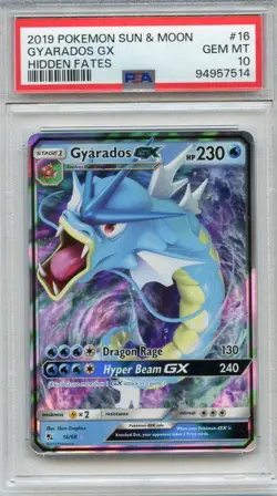 Pokemon SM Hidden Fates Gyarados GX 16/68 Ultra Rare Holo Foil PSA 10 GEM MINT - Image 1