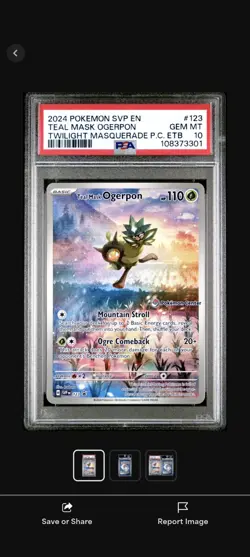 Teal Mask Ogerpon 123 Pokemon Center Exclusive PSA 10. Low Pop. - Image 1