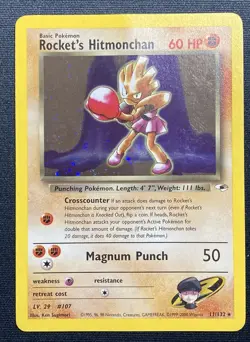 Rocket's Hitmonchan Holo Gym Heroes Unlimited Pokemon (2000) Heavily Played HP - Image 1