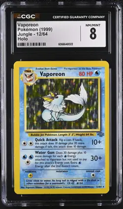 CGC 8 Vaporeon 1999 Jungle 12/64 Holo Pokemon Card - Image 1