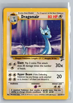 2000 Pokemon Base Set 2 Dragonair 022/130 WOTC NM/LP Rare TCG - Image 1