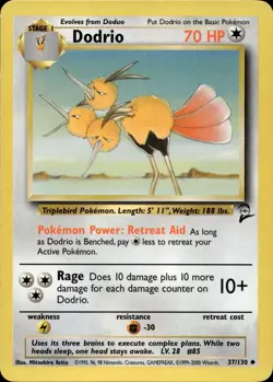 DODRIO 37/130 UNCOMMON BASE SET 2 POKEMON LP - Image 1
