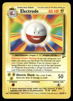 Electrode 25/130 Rare Base Set 2 Pokemon HP - Image 1