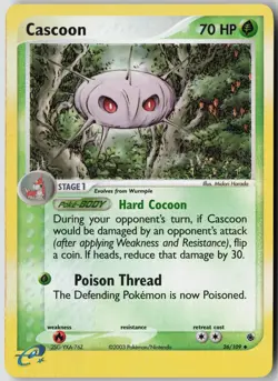 Cascoon 26/109 Uncommon Ruby & Sapphire Pokemon Reverse Holo Lightly Played - Image 1