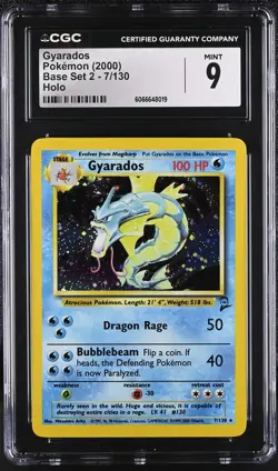 CGC 9 MINT Gyarados 2000 Base Set 2 7/130 Holo Pokemon Card - Image 1