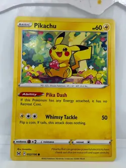 Pikachu Lost Origin 052 Common Pokemon Near Mint Tcg Yellow Border - Image 2